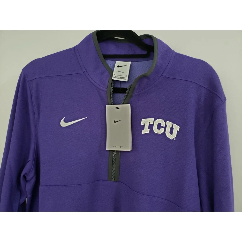 NEW SIZE MEDIUM - TCU Horned Frogs Shirt NCAA Football Nike Quarter Zip Pullover